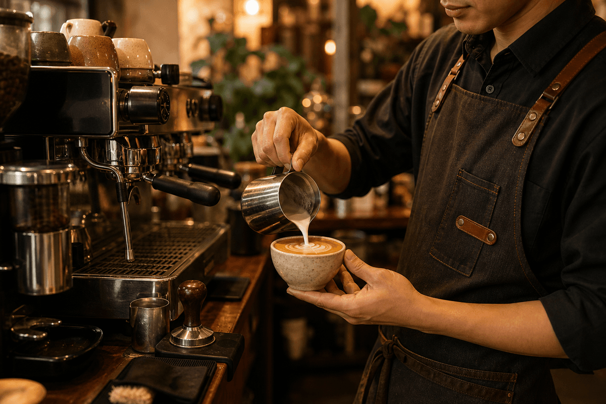 Barista preparando café artesanal